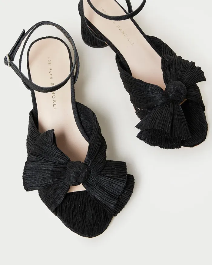 Loeffler Randall Dahlia Black Pleated Bow Heel I Heeled Sandals I Footwear Women Heeled Sandals Loeffler Randall Dahlia Black Pleated Bow Heel I Heeled Sandals I Footwear Women Heeled Sandals