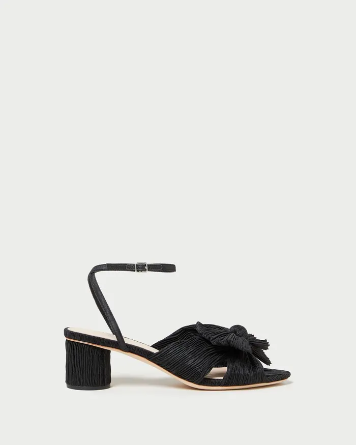 Loeffler Randall Dahlia Black Pleated Bow Heel I Heeled Sandals I Footwear Women Heeled Sandals Loeffler Randall Dahlia Black Pleated Bow Heel I Heeled Sandals I Footwear Women Heeled Sandals