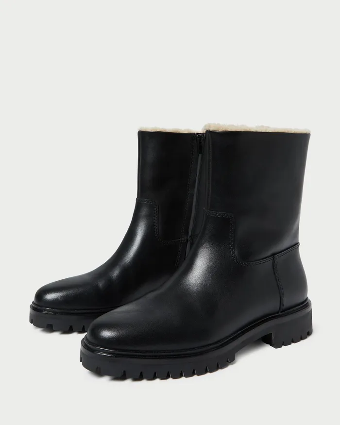 Loeffler Randall Damian Black Leather Lug Sole Boot Women Boots Loeffler Randall Damian Black Leather Lug Sole Boot Women Boots
