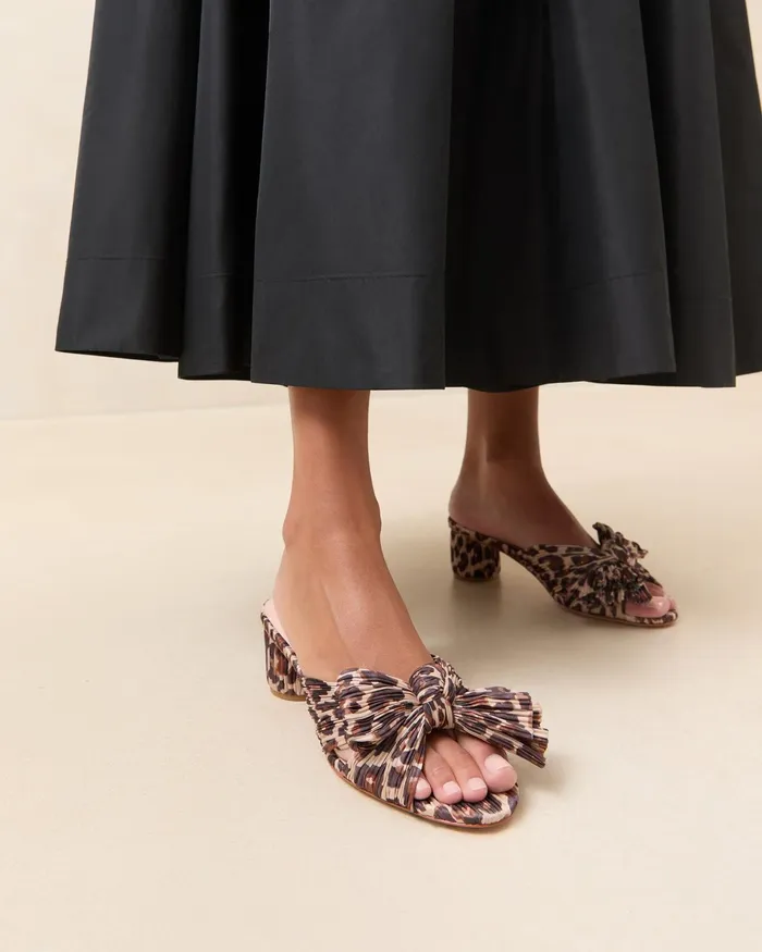 Loeffler Randall Emilia Leopard Pleated Bow Sandal Women Heeled Sandals Loeffler Randall Emilia Leopard Pleated Bow Sandal Women Heeled Sandals