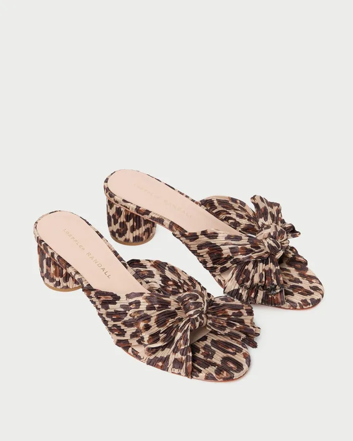 Loeffler Randall Emilia Leopard Pleated Bow Sandal Women Heeled Sandals Loeffler Randall Emilia Leopard Pleated Bow Sandal Women Heeled Sandals