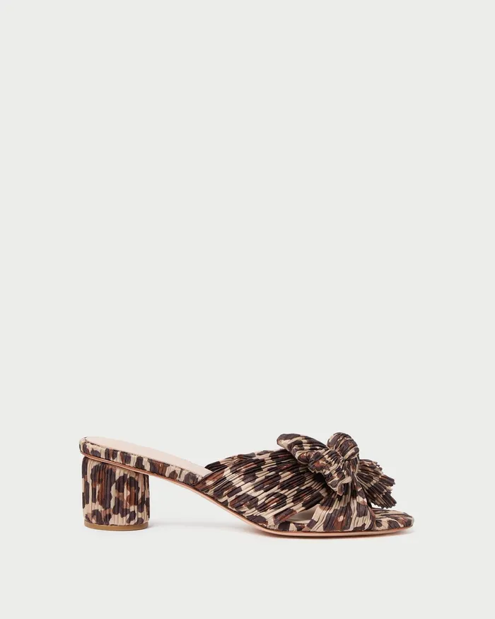 Loeffler Randall Emilia Leopard Pleated Bow Sandal Women Heeled Sandals Loeffler Randall Emilia Leopard Pleated Bow Sandal Women Heeled Sandals