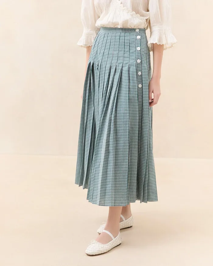 Loeffler Randall Emlyn Green Gingham Pleated Skirt I Bottoms I Apparel Women Bottoms Loeffler Randall Emlyn Green Gingham Pleated Skirt I Bottoms I Apparel Women Bottoms