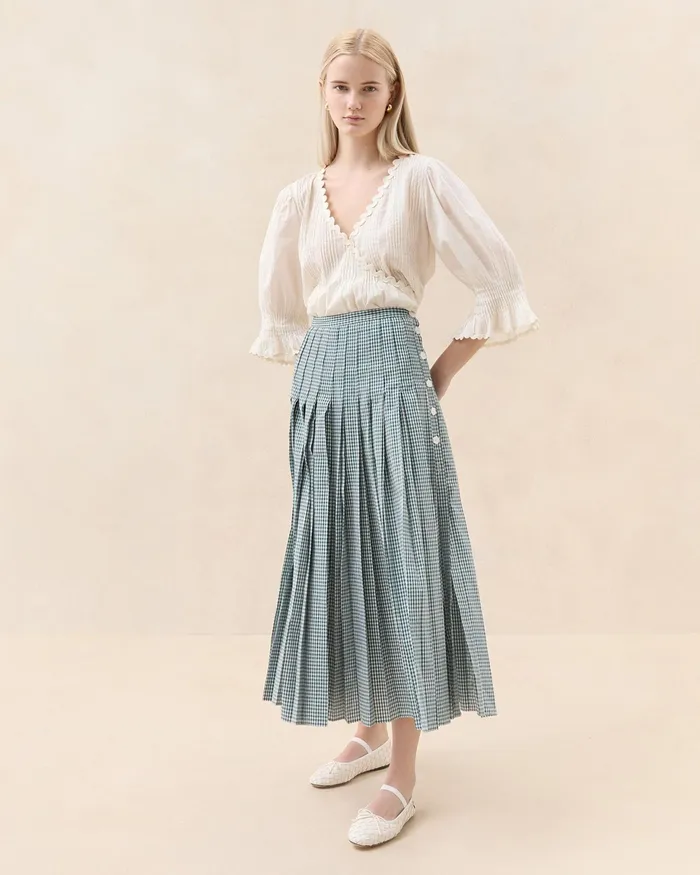 Loeffler Randall Emlyn Green Gingham Pleated Skirt I Bottoms I Apparel Women Bottoms Loeffler Randall Emlyn Green Gingham Pleated Skirt I Bottoms I Apparel Women Bottoms