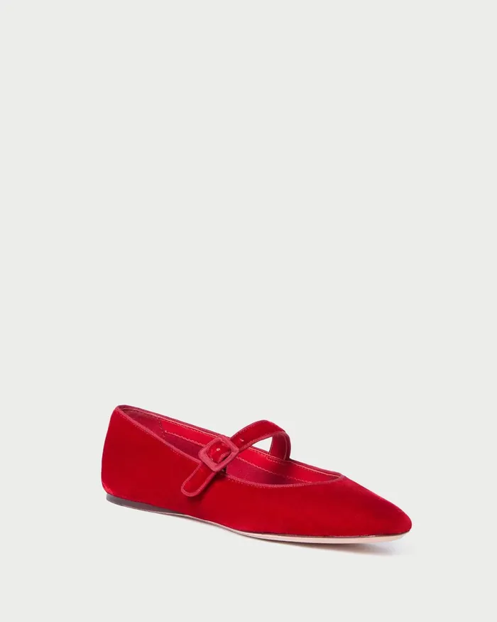 Loeffler Randall Ginger Red Velvet Mary Jane Women Flats and Loafers Loeffler Randall Ginger Red Velvet Mary Jane Women Flats and Loafers