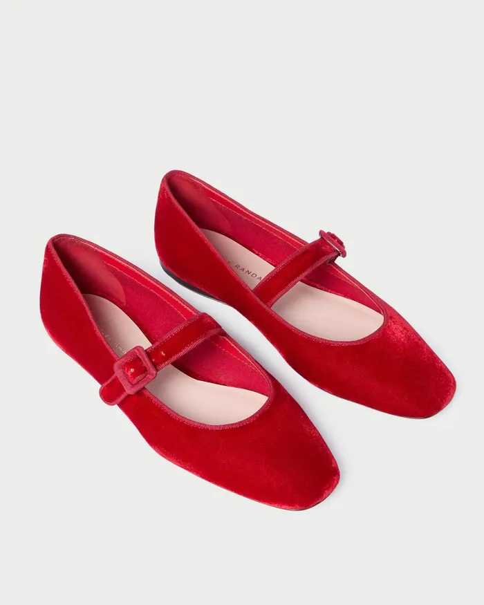Loeffler Randall Ginger Red Velvet Mary Jane Women Flats and Loafers Loeffler Randall Ginger Red Velvet Mary Jane Women Flats and Loafers
