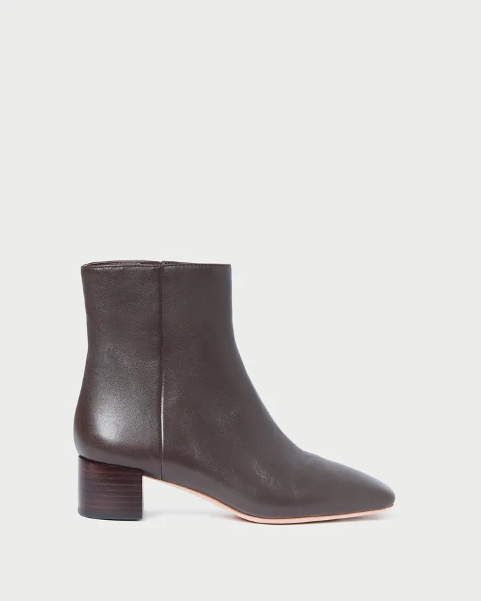 Loeffler Randall Ginny Dark Brown Leather Ankle Boot Women Boots