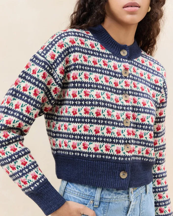 Loeffler Randall Idris Blue Jean Floral Cardigan L Sweaters and Knits L Apparel Women Knitwear Loeffler Randall Idris Blue Jean Floral Cardigan L Sweaters and Knits L Apparel Women Knitwear