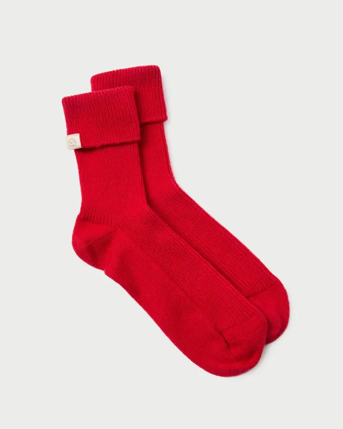 Loeffler Randall Irene Red Cashmere Socks Women Soft Accessories