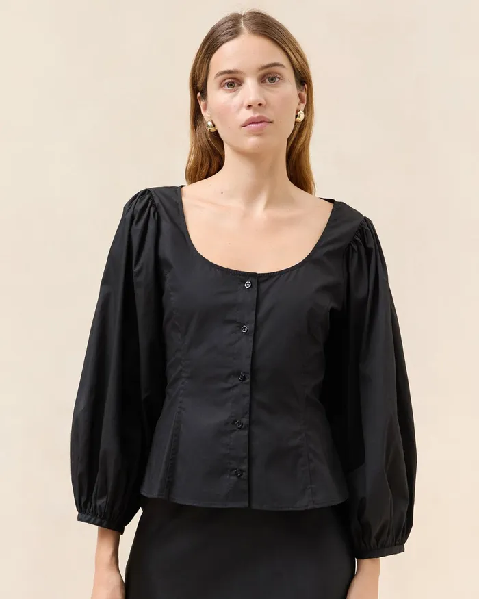 Loeffler Randall Isa Black Blouse Women Tops