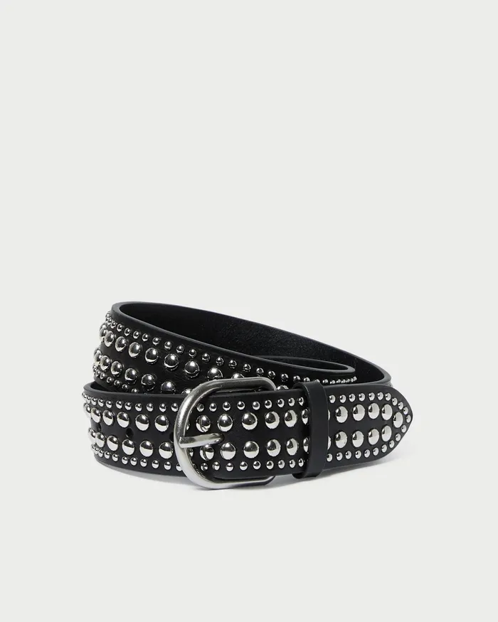 Loeffler Randall Isaac BlackSilver Studded Belt Women Belts