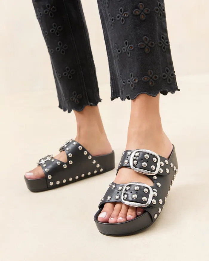 Loeffler Randall Jack Black Studded Sandal I Flat Sandals I Footwear Women Flat Sandals Loeffler Randall Jack Black Studded Sandal I Flat Sandals I Footwear Women Flat Sandals