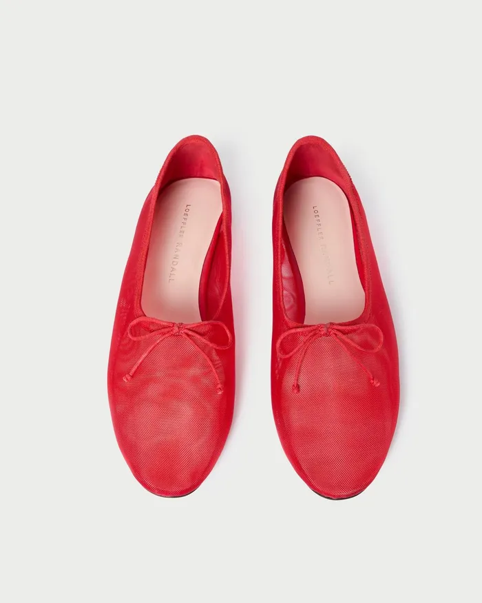 Loeffler Randall Landon Mesh Red Ballet Flat Women Flats and Loafers