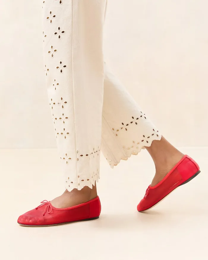Loeffler Randall Landon Mesh Red Ballet Flat Women Flats and Loafers Loeffler Randall Landon Mesh Red Ballet Flat Women Flats and Loafers