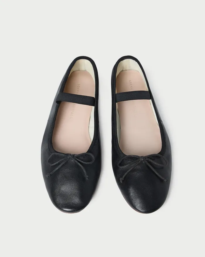 Loeffler Randall Leonie Black Leather Ballet Flat Women Flats and Loafers
