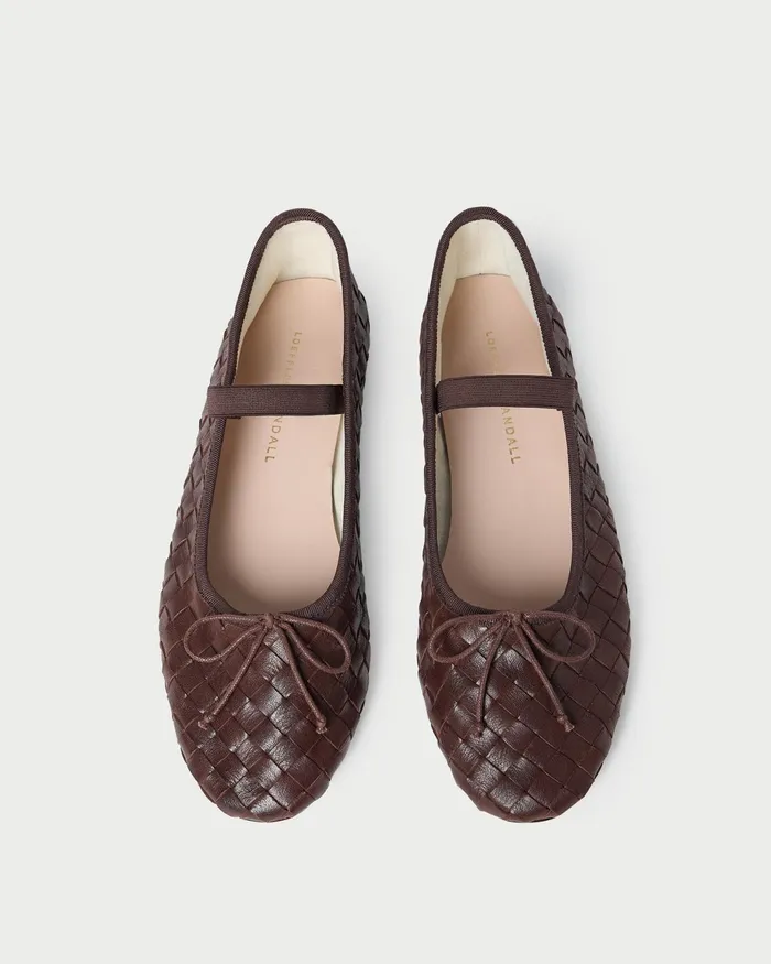 Loeffler Randall Leonie Espresso Woven Ballet Flat Women Flats and Loafers