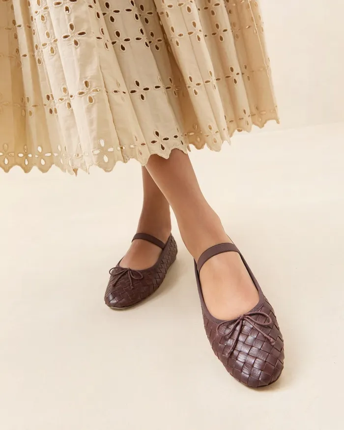Loeffler Randall Leonie Espresso Woven Ballet Flat Women Flats and Loafers Loeffler Randall Leonie Espresso Woven Ballet Flat Women Flats and Loafers