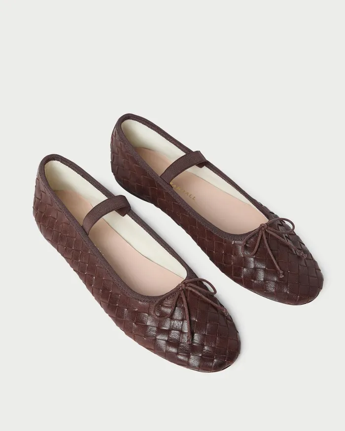 Loeffler Randall Leonie Espresso Woven Ballet Flat Women Flats and Loafers Loeffler Randall Leonie Espresso Woven Ballet Flat Women Flats and Loafers
