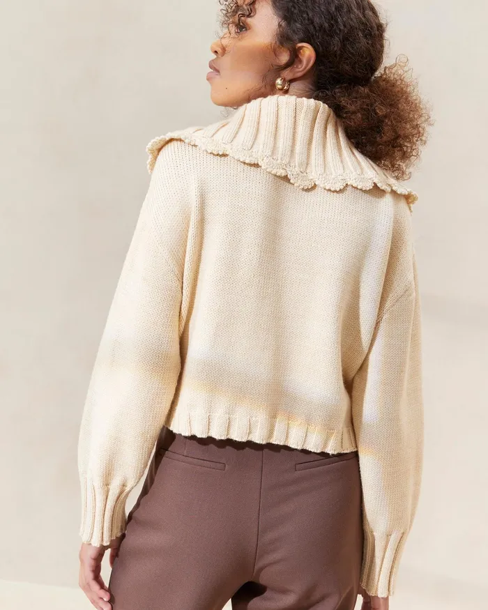 Loeffler Randall Lo CreamBrown Collared Cardigan L Sweaters and Knits L Apparel Women Tops Loeffler Randall Lo CreamBrown Collared Cardigan L Sweaters and Knits L Apparel Women Tops