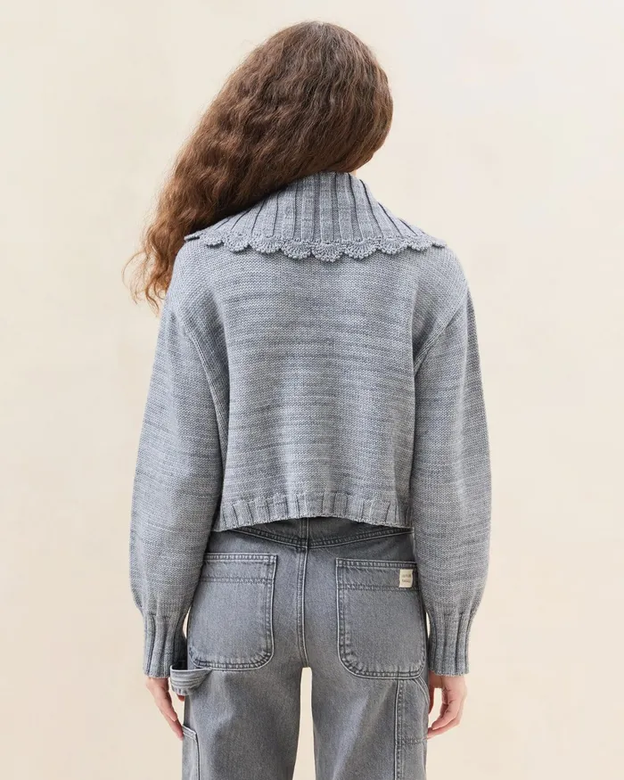 Loeffler Randall Lo Grey Collared Cardigan L Sweaters and Knits L Apparel Women Tops Loeffler Randall Lo Grey Collared Cardigan L Sweaters and Knits L Apparel Women Tops