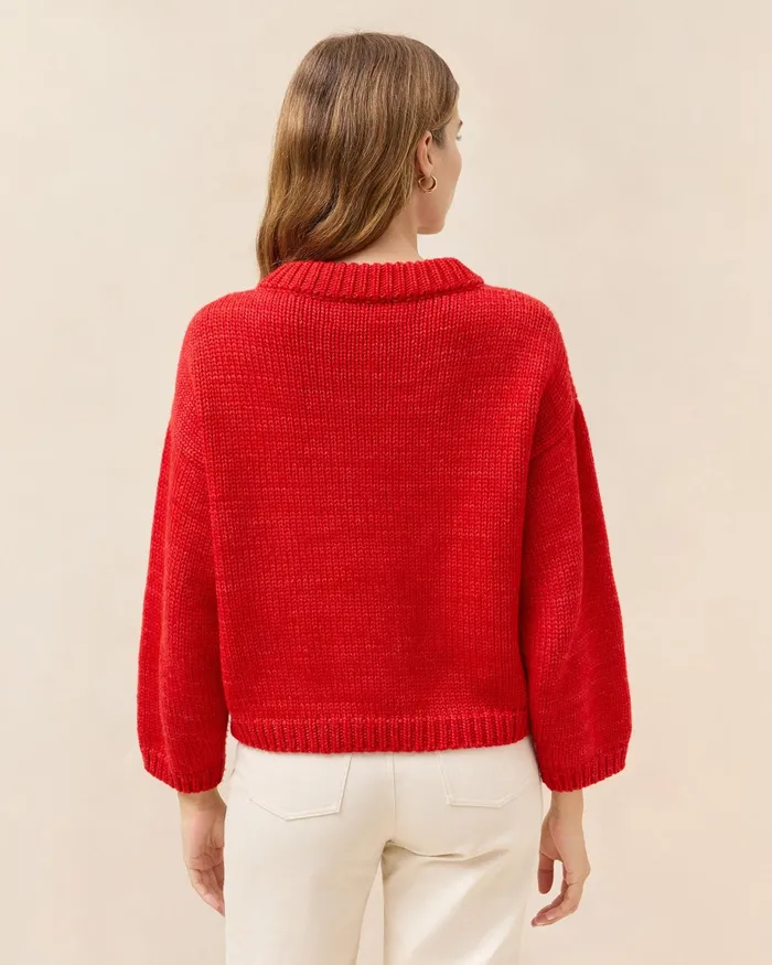Loeffler Randall Maddie Red Wool Cardigan Women Tops Loeffler Randall Maddie Red Wool Cardigan Women Tops