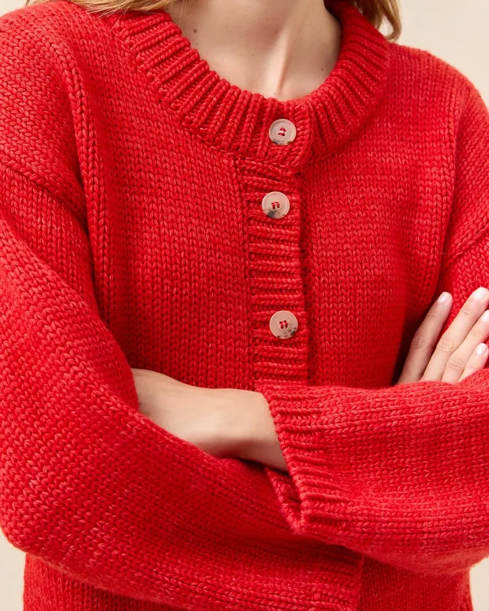 Loeffler Randall Maddie Red Wool Cardigan Women Tops Loeffler Randall Maddie Red Wool Cardigan Women Tops