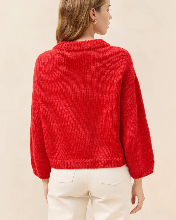 Loeffler Randall Maddie Red Wool Cardigan Women Tops Loeffler Randall Maddie Red Wool Cardigan Women Tops