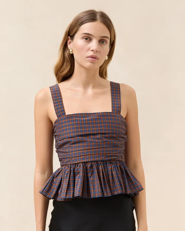 Loeffler Randall Mae NavyRust Sleeveless Top Women Tops