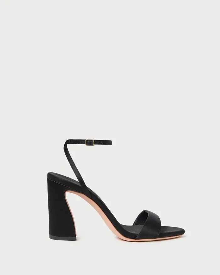 Loeffler Randall Malia Black Satin Heeled Sandal Women Heeled Sandals