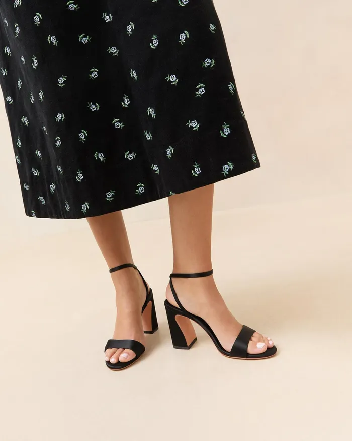 Loeffler Randall Malia Black Satin Heeled Sandal Women Heeled Sandals Loeffler Randall Malia Black Satin Heeled Sandal Women Heeled Sandals