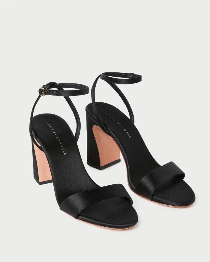 Loeffler Randall Malia Black Satin Heeled Sandal Women Heeled Sandals Loeffler Randall Malia Black Satin Heeled Sandal Women Heeled Sandals
