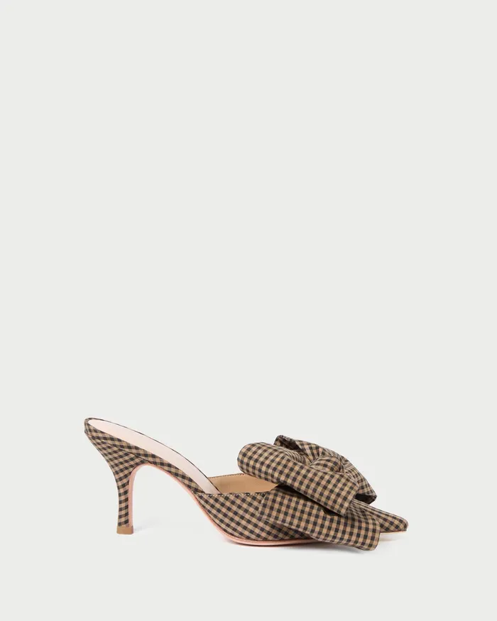 Loeffler Randall Margot BrownBlack Check Bow Mule Women Pumps and Mules Loeffler Randall Margot BrownBlack Check Bow Mule Women Pumps and Mules