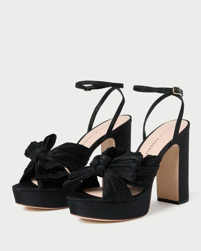 Loeffler Randall Natalia Black Platform Bow Heel Women Heeled Sandals Loeffler Randall Natalia Black Platform Bow Heel Women Heeled Sandals