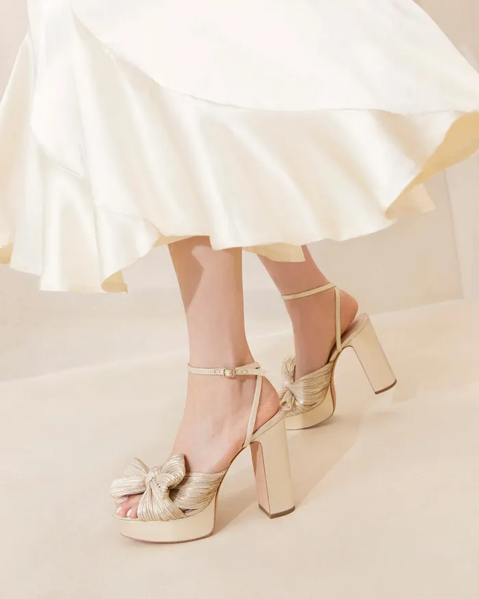 Loeffler Randall Natalia Platinum Platform Bow Heel Women Heeled Sandals Loeffler Randall Natalia Platinum Platform Bow Heel Women Heeled Sandals