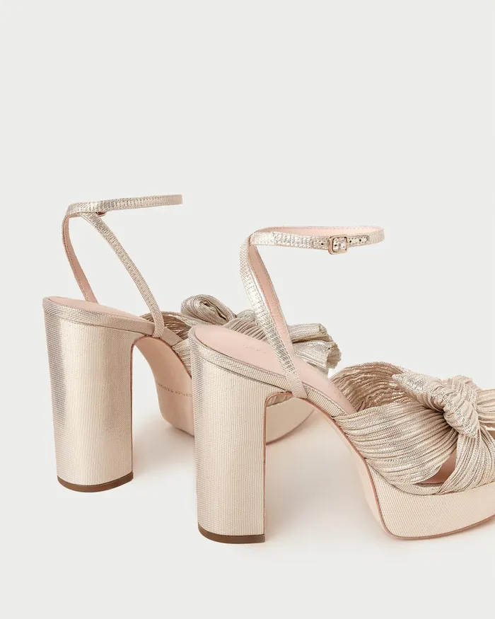 Loeffler Randall Natalia Platinum Platform Bow Heel Women Heeled Sandals Loeffler Randall Natalia Platinum Platform Bow Heel Women Heeled Sandals