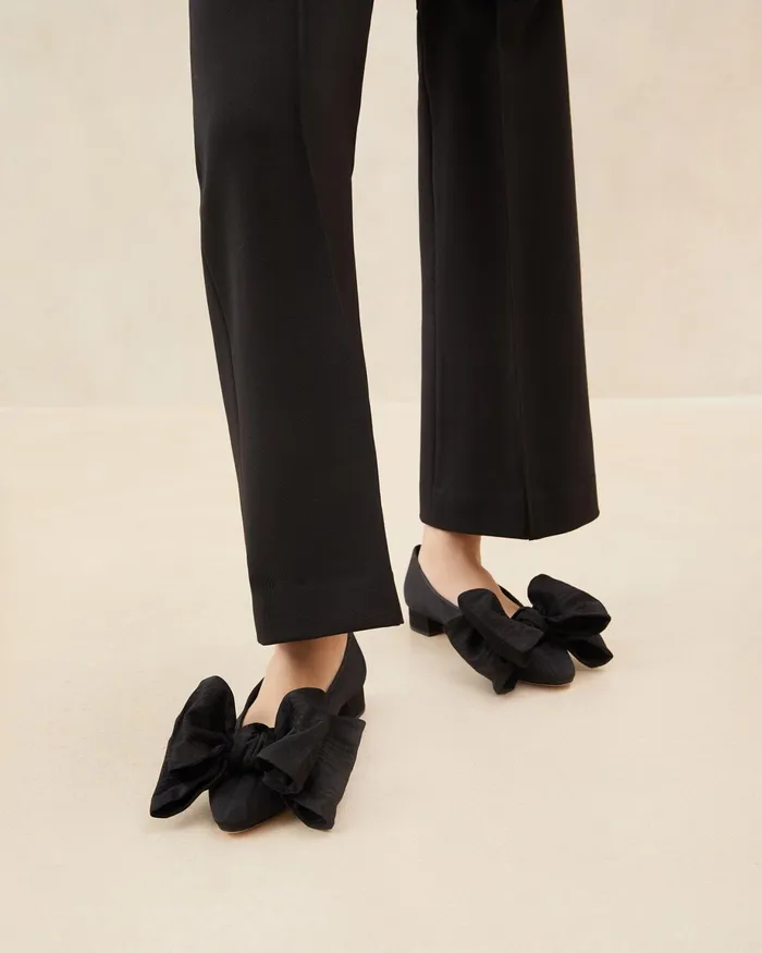 Loeffler Randall Noa Black Moir Bow Flat L Flats L Footwear Women Flats and Loafers Loeffler Randall Noa Black Moir Bow Flat L Flats L Footwear Women Flats and Loafers
