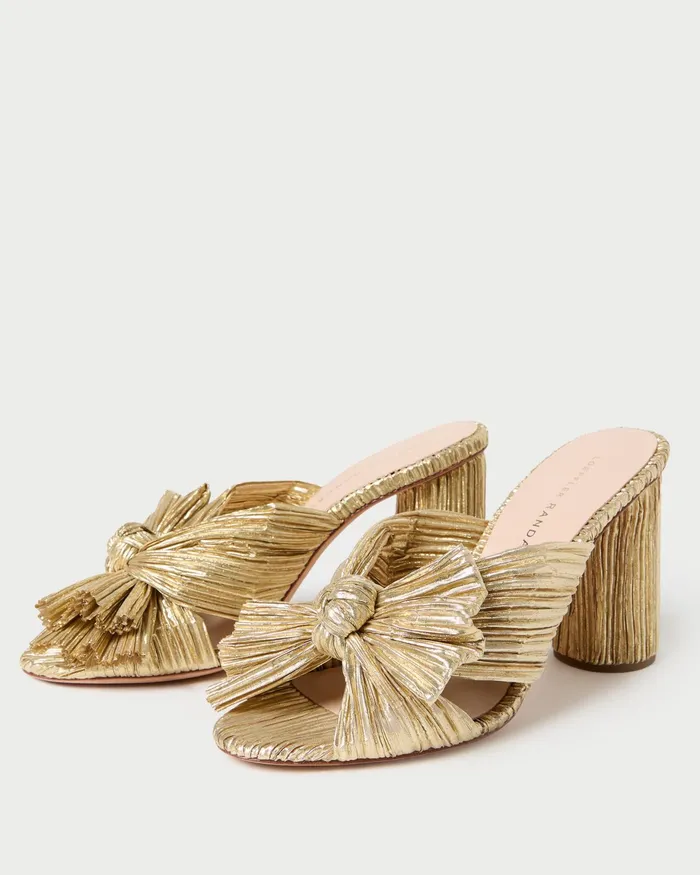 Loeffler Randall Penny Bow Sandal Gold Women Heeled Sandals Loeffler Randall Penny Bow Sandal Gold Women Heeled Sandals