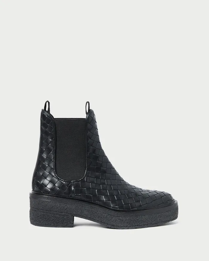 Loeffler Randall Raquel Black Woven Chelsea Boot Women Boots