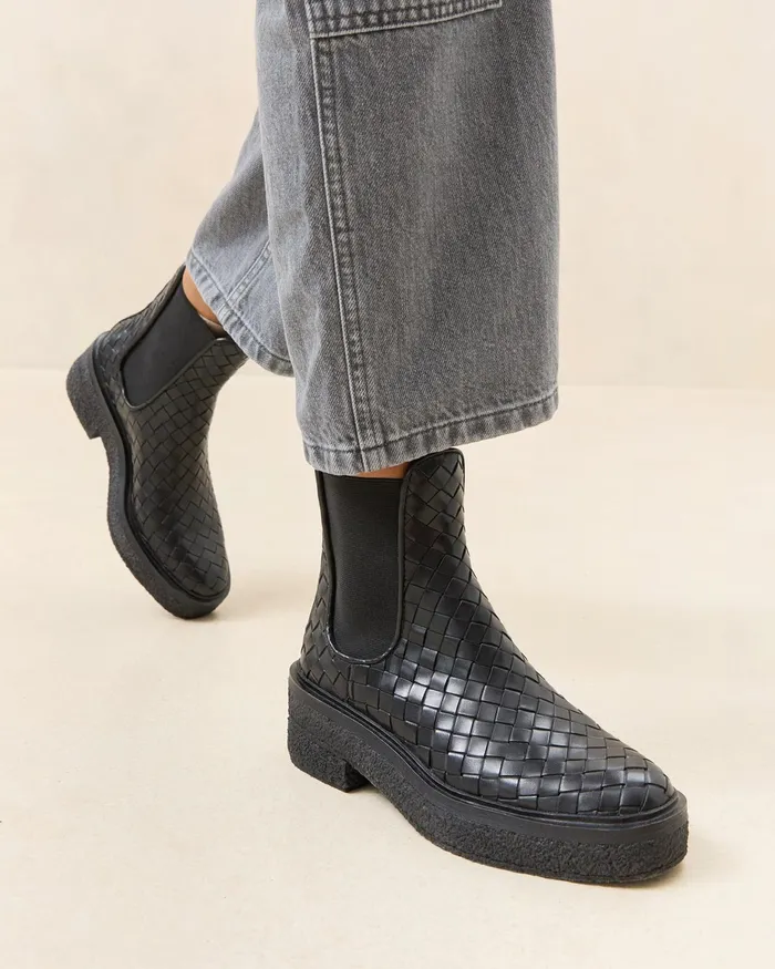 Loeffler Randall Raquel Black Woven Chelsea Boot Women Boots Loeffler Randall Raquel Black Woven Chelsea Boot Women Boots