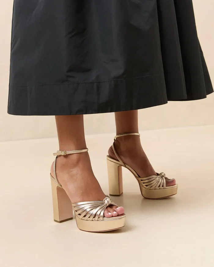Loeffler Randall Rivka Champagne Knot Platform Sandal I Heeled Sandals I Footwear Women Heeled Sandals Loeffler Randall Rivka Champagne Knot Platform Sandal I Heeled Sandals I Footwear Women Heeled Sandals