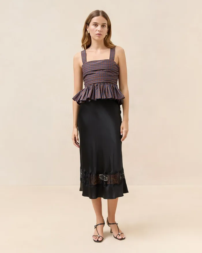 Loeffler Randall Saskia Black Silk Skirt Women Bottoms