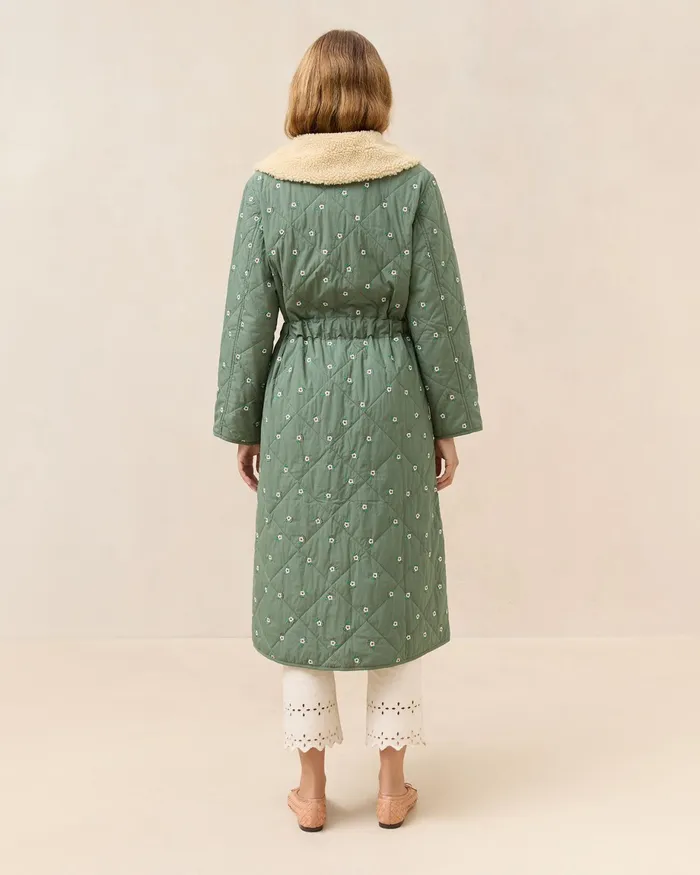 Loeffler Randall Wyatt Sage Floral Quilted Coat Women Outerwear Loeffler Randall Wyatt Sage Floral Quilted Coat Women Outerwear