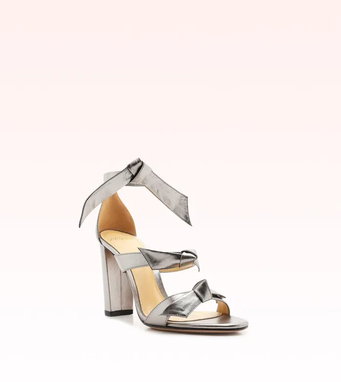 Lolita Block 90 Metallic Silver Sandal 8211 Silver Heels Graphite Women Alexandre Birman Sandals