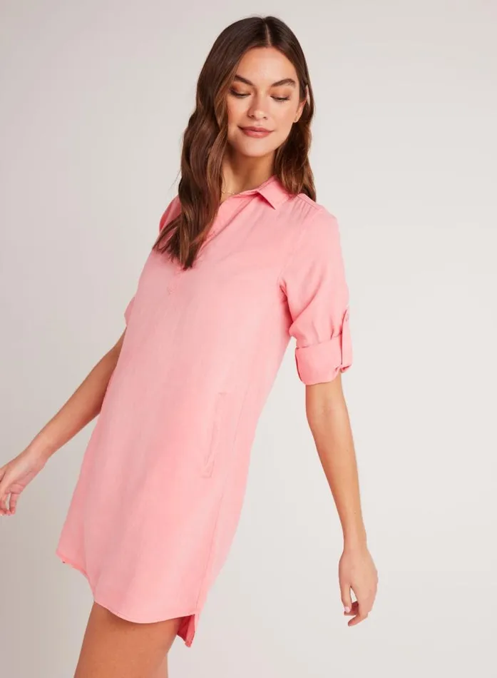 Long Sleeve ALine Shirt Dress 8211 Blossom Pink Women Bella Dahl Mini Dresses Long Sleeve ALine Shirt Dress 8211 Blossom Pink Women Bella Dahl Mini Dresses