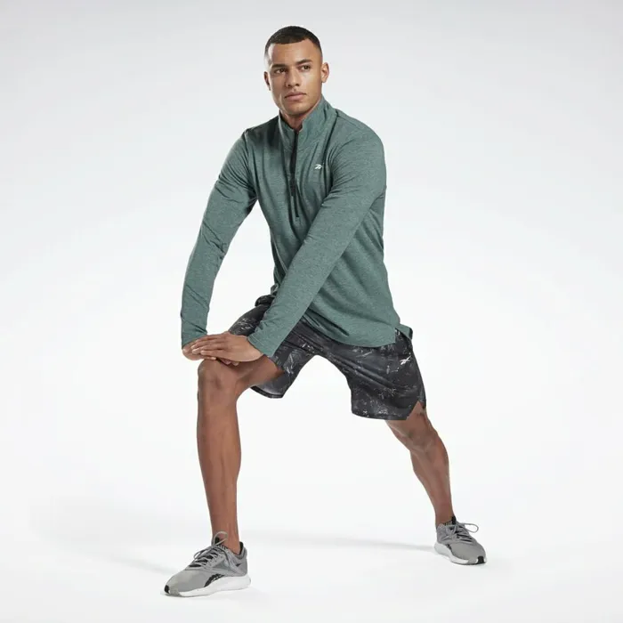 Loungewear Mens Reebok ActivchillCotton QuarterZip Top Forest Green