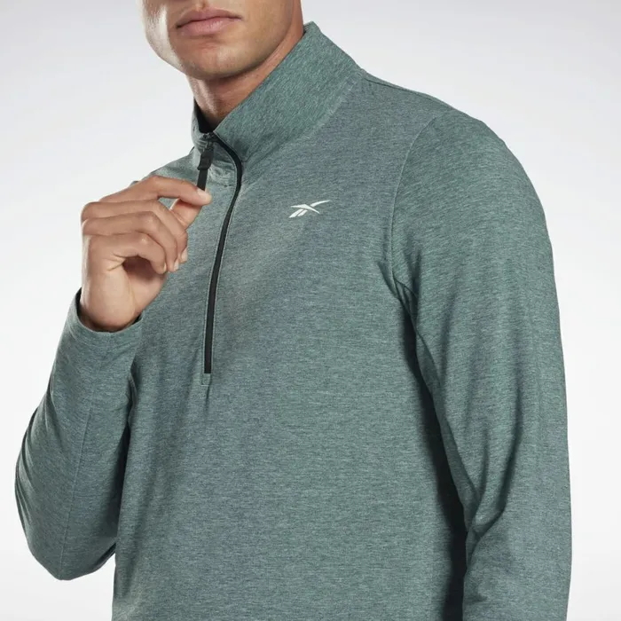 Loungewear Mens Reebok ActivchillCotton QuarterZip Top Forest Green