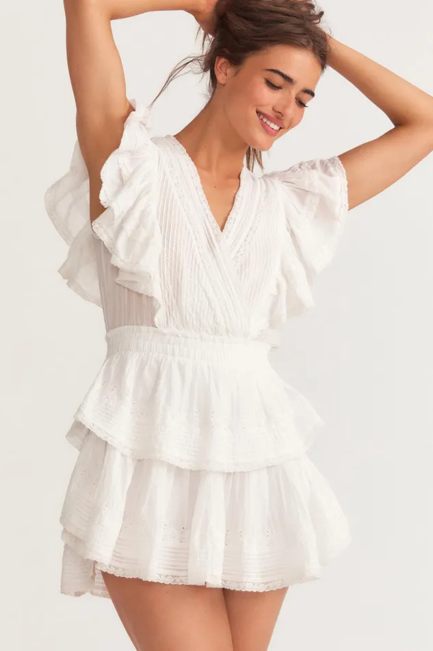 LoveShackFancy Dresses Womens Gwen Mini Dress 8211 WHITE WHITE 8211 WHITE