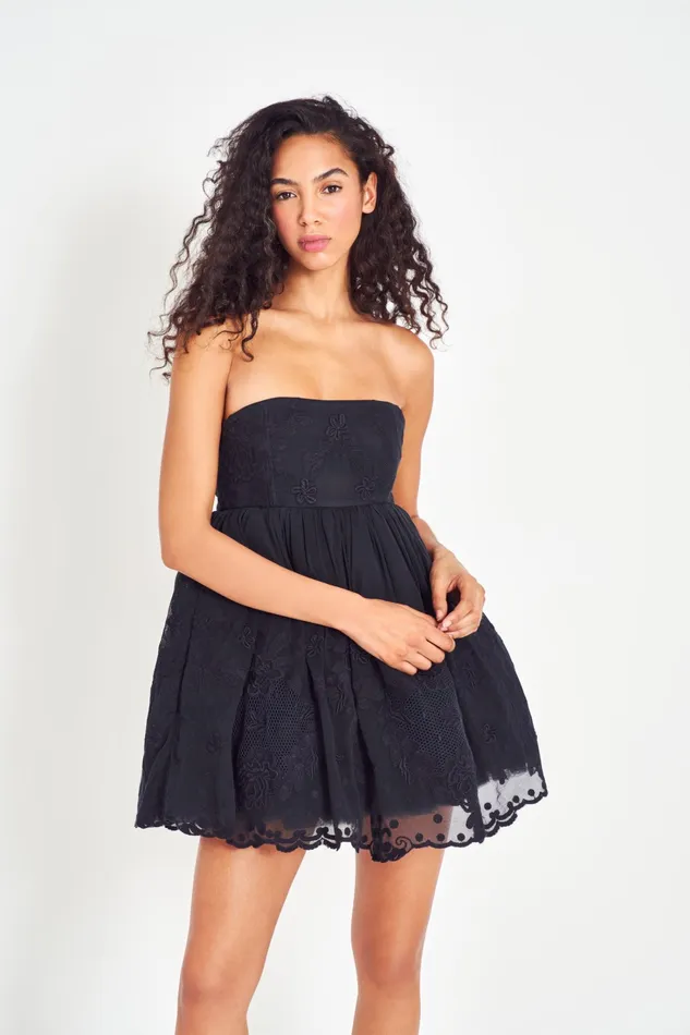 LoveShackFancy Dresses Womens Jaylen Mini Dress 8211 BLACK BLACK 8211 BLACK