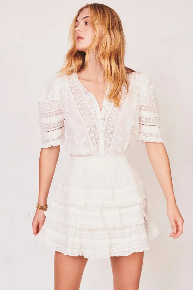 LoveShackFancy Dresses Womens Quincy Mini Dress WHITE