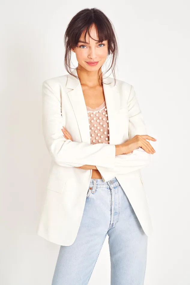 LoveShackFancy Jackets and Coats Womens Loxley Blazer ANTIQUE WHITE